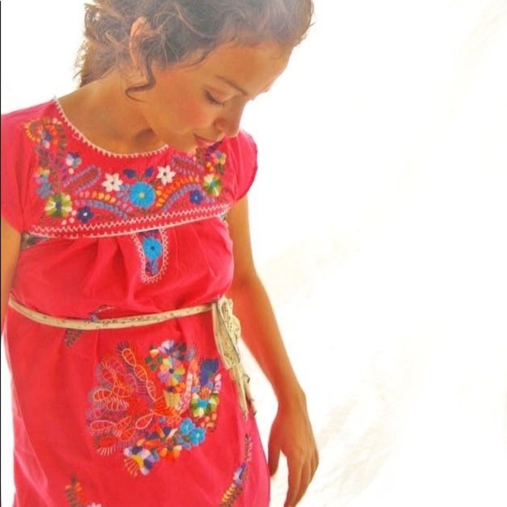Mexican Dress Vintage Embroidered Tunic Tent
